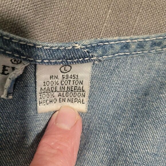 Jane Ashley VTG Denim Embroidered sunflower dress LG grannycore cottagecore boho - Picture 8 of 10